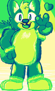 A teal colored furry design