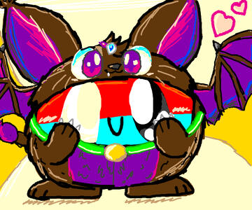 My OC dressed up as Linlout's bat OC in a kigurumi style