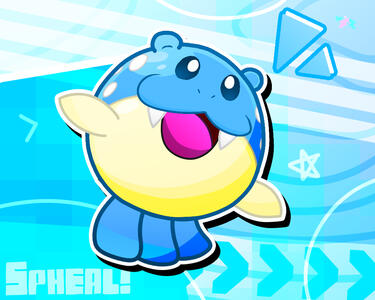 A Spheal drawing mimicking OrangeLenny's art style