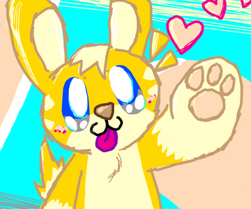 Yellow puppy with paw raised up